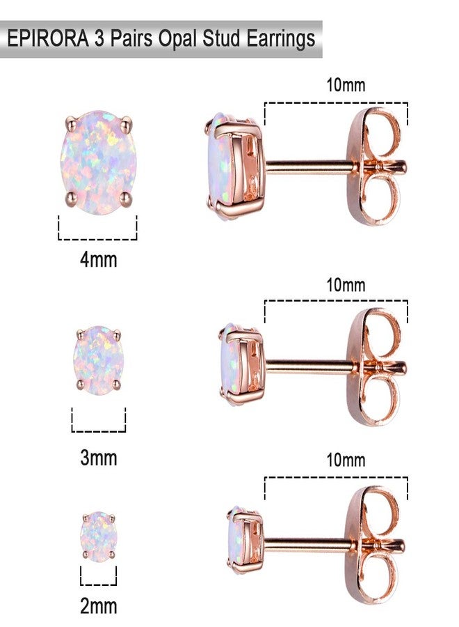 EPIRORA Sterling Silver Opal Stud Earrings for Women- Rose Gold Plated Opal Earrings Hypoallergenic Small Birthstone Earrings - Image 3